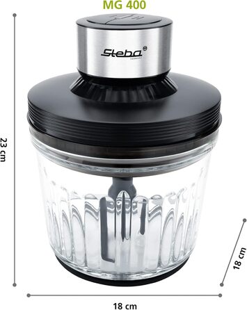 Мульти-подрібнювач Steba MG 400 зі скляною ємністю 2L, 400W, з нержавіючою сталлю, 2 швидкості, для кухні