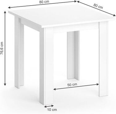 Стіл кухонний Vicco Karlos, 80x80 см, антрацит, колір білий