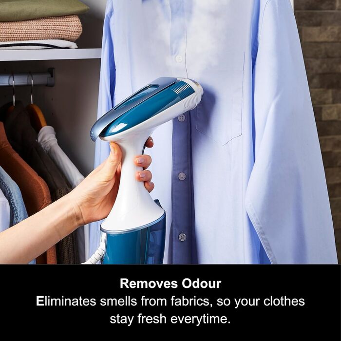 Відпарювач для одягу Morphy Richards 361000 Hand Held, нержавіюча сталь/пластик, 260 л, білий/блакитний