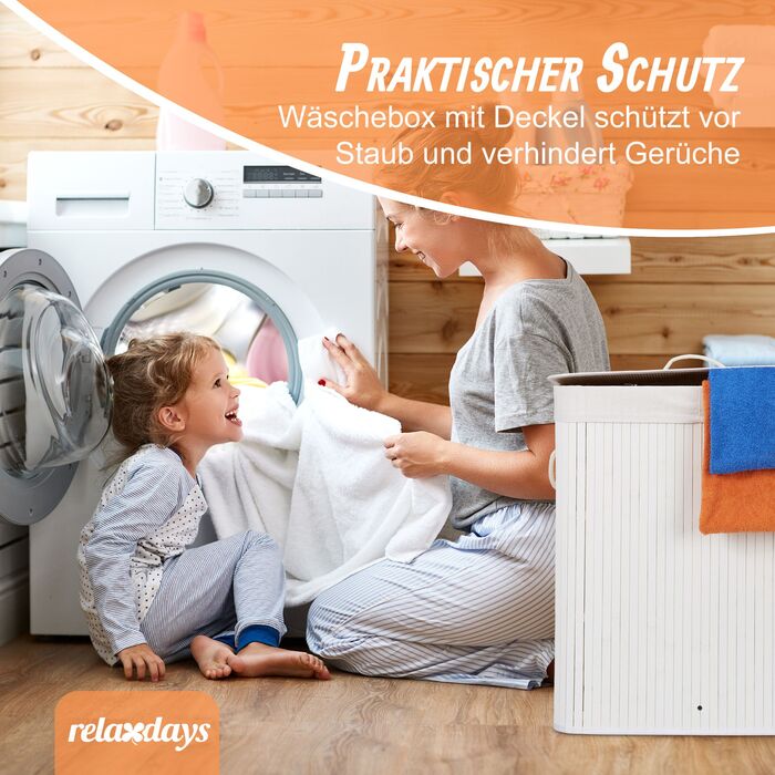 Кошик для білизни Relaxdays з бамбука та кришкою