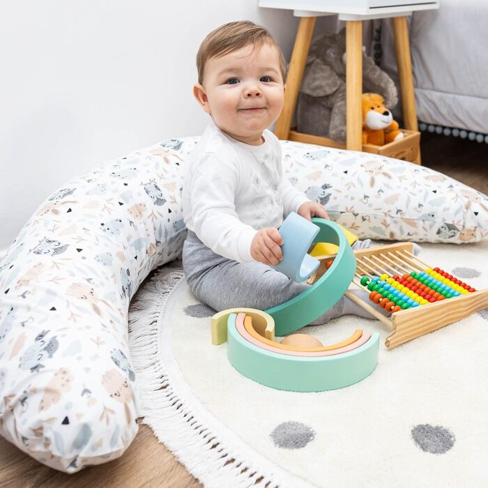 Подушка для сну Tottsy Baby Seitenschläfer - 190 см для сну на боці, вагітним та годуючим, з чохлом Oeko-Tex, принт Eulen B