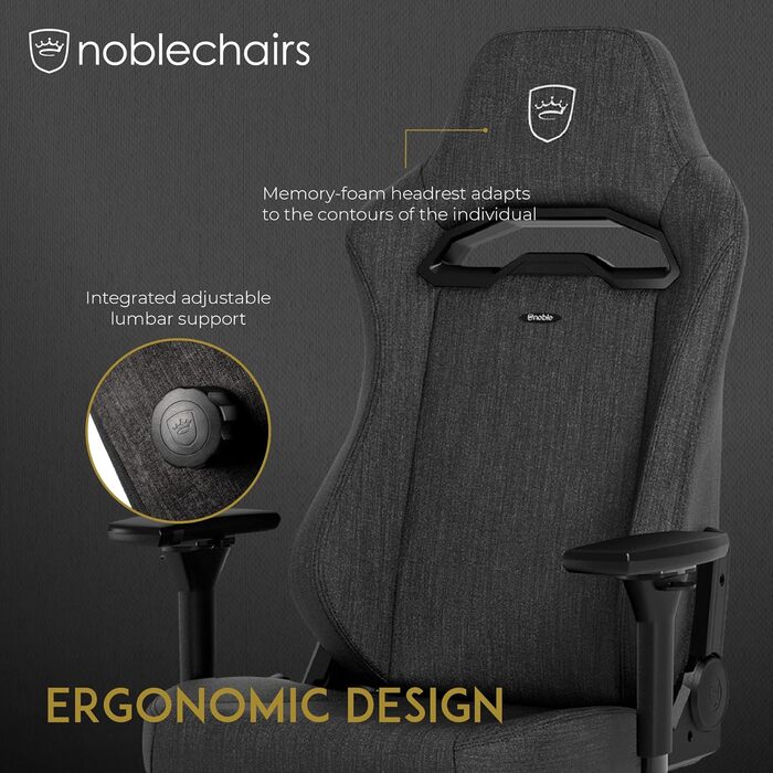 Крісло ігрове Noblechairs Hero з підтримкою попереку, тканина, TX-Антрацит