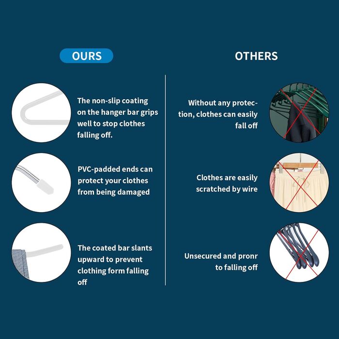 Металеві вішалки для штанів AIY05B, набір, 6 шт. - зручні, неслизькі, компактні, 38x13 см