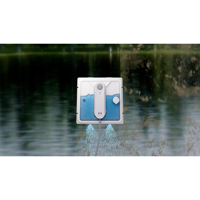 Робот для миття вікон Hutt з пультом дистанційного керування | 2-фазне розпилення та сила всмоктування 3800Pa | 80 мл бак, розпізнавання країв | Для скла, плитки, дзеркал (4 серветки для миття, мотузка безпеки в комплекті)