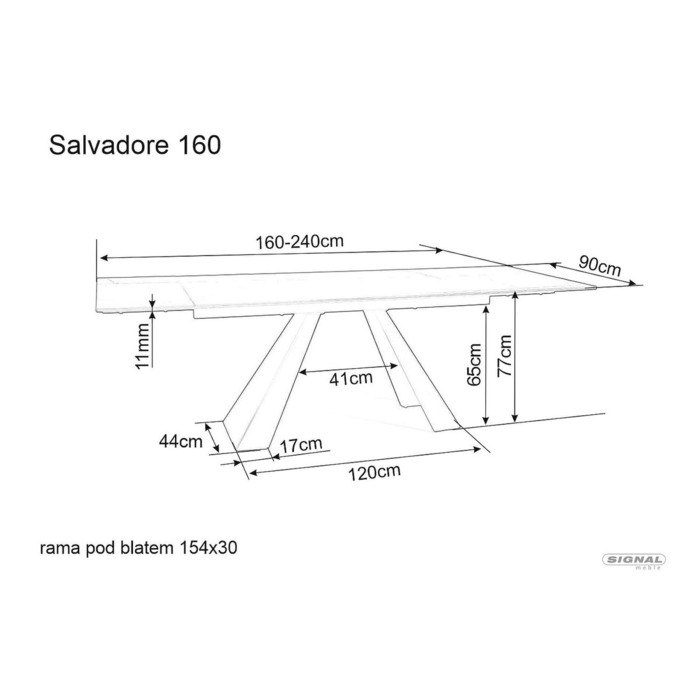 Стіл SALVADORE CERAMIC 160(240)*90 чорний SAHARA NOIR/чорний мат