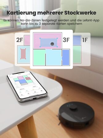 Робот-пилосос LEFANT M1B з функцією миття підлоги, LiDAR-навігацією, потужністю 5500Pa, картуванням декількох поверхів, самостійною зарядкою, Wi-Fi, 8 зонами заборони, для видалення шерсті тварин, килимів та твердих підлог