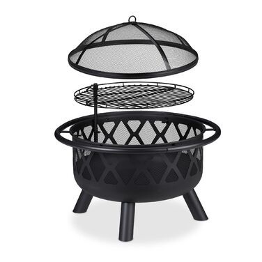 Вогнище Relaxdays з грилем та захистом від іскор