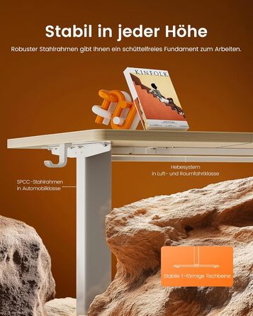 Електричний регульований стіл ErGear 160x80 см з пам'яттю, для дому та офісу, з'єднувальна панель 120x60 см, світле вінтажне дерево