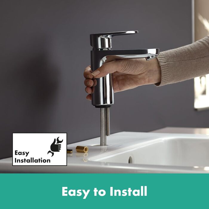 Змішувач для умивальника Hansgrohe Vernis Blend з витяжною системою, хром, висота виливу 70 мм, економічний (EcoSmart)