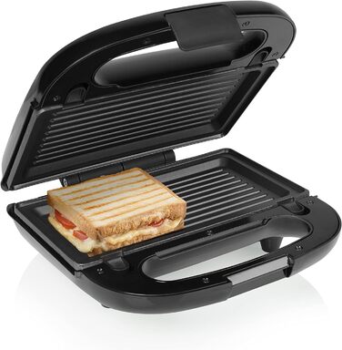 Сендвіч-машина Tristar 3-в-1 SA-3071 - Змінні пластини для сендвічів, гриля та вафель - Поверхня гриля 22,4 x 12,5 см - 750 Вт, Чорний