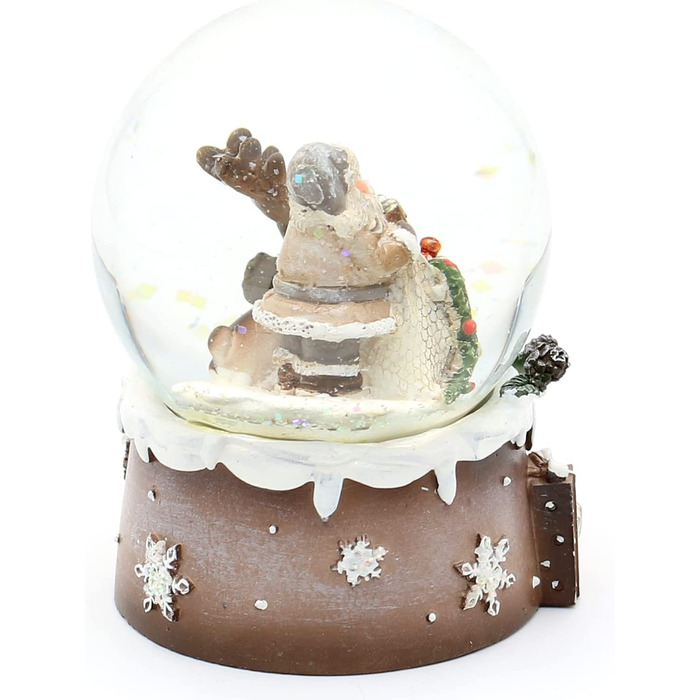 Снігова куля Санта-Клаус з ялинкою і собакою на багато прикрашеному постаменті, Розміри L / W / H 6,5 x 6,5 x 9 см діаметр кулі 6,5 см. (Лось Санта-Клауса)