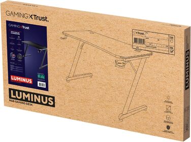 Ігровий стіл Trust Gaming GXT 709W Luminus RGB з підсвічуванням LED, 10 режимів, USB, білий, з підставкою для навушників та тримачем для напоїв, 120 x 60 см