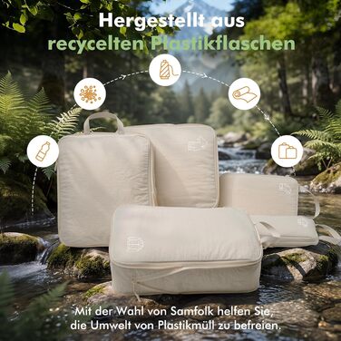 Набір органайзерів для одягу в подорож Compression Packing Cubes, компресійні сумки для валізи та рюкзака, нейлонові органайзери для речей, бежевий, 5 шт.