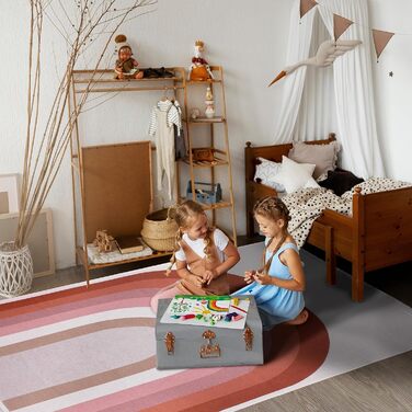 Килим для дитячої кімнати MOYO - Двосторонній килим з 100 переробленої пряжі, ідеально підходить для прикраси дитячої кімнати, високий вміст бавовни, дитячий килим веселка (170 х 120 см)