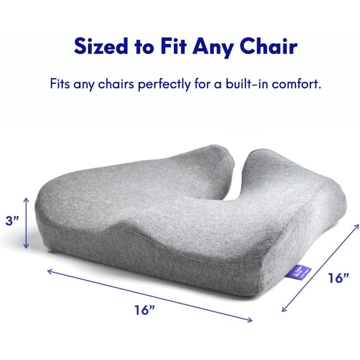 Подушка для сидіння C CUSHION LAB з Memory Foam для офісу, дому, авто, інвалідного візка, сіра