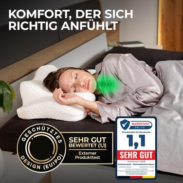 Подушка для шиї з Memory Foam, ергономічна, Oeko-TEX®, регулює температуру, біла