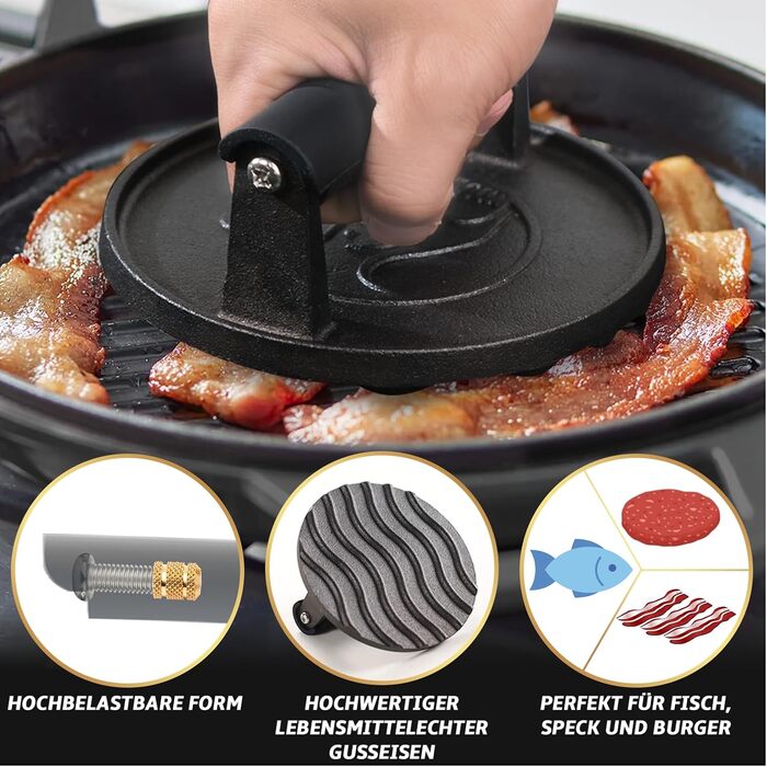 Пресс для бургерів з чавуну Gourmet Easy | Smasher для смачних гамбургерів та Smash Burger (Ø15см)