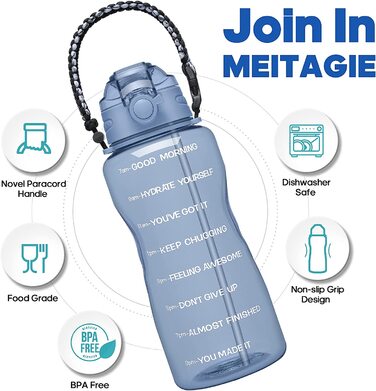 Спортивна пляшка для води з відмітками часу MEITAGIE 3,8 л BPA Free