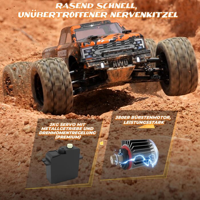 Радіокерований позашляховик Haiboxing 1/18 4WD 36 км/год - RC Monster Truck для дітей та дорослих 18859E