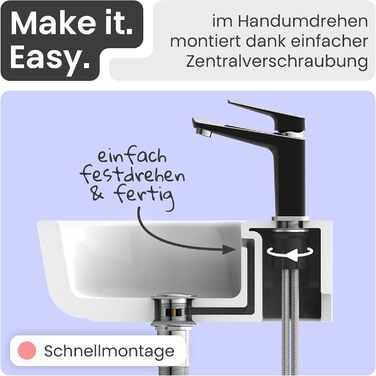 Змішувач для ванної кімнати Instmaier Amelie, одноlever, з міді (чорний/хром)