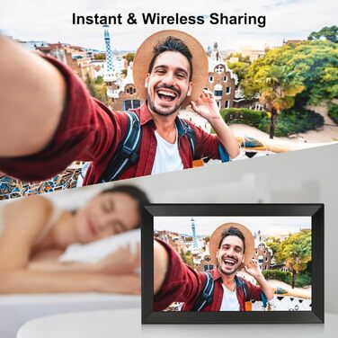 Цифровий фоторамка 15.6 дюймів 32GB WiFi, IPS Touchscreen, Автоматичне обертання, Чорний F156