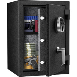 Biometричний сейф WASJOYE з захистом від вогню: відбиток пальця, цифрова клавіатура, USB-зарядка, 40L, для дому, офісу, готелю