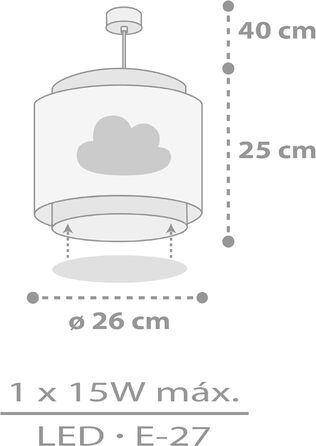 Світильник Dalber дитяча кімната, дитячий світильник підвісний світильник, стельовий світильник дитячий, стельовий світильник дитяча кімната Baby Dreams Cloud Grey, 76012E, E27