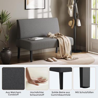 Диван-лавка Yaheetech для кухні, 2 місця, без підлокітників, зелений (сірий), для вітальні/коридору/офісу