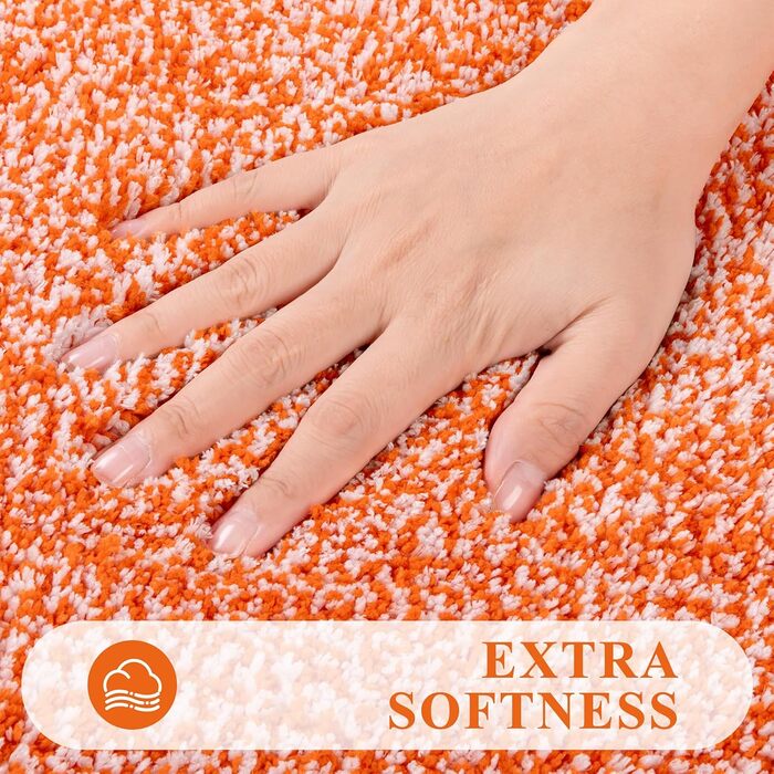 Набір килимків для ванної кімнати Pauwer, 3 шт. (душовий килимок, килимок для туалету), мікрофібра, антиковзаючі, машинне прання, плюшеві, 18'x26'+18'x48'+U Shape 20'x24', помаранчевий/червоний, в смугастий візерунок (Sunset Chevron)