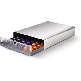 Контейнер для капсул Nespresso з нержавіючої сталі | Сучасна висувна скринька для капсул кави | Об'єм приблизно 60 капсул