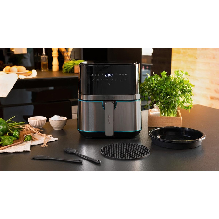 Фритюрниця без олії Cecotec Cecofry Full Pro 5500, 5.5 л, 1700 Вт, 8 режимів, PerfectCook, Touchpad, нержавіюча сталь