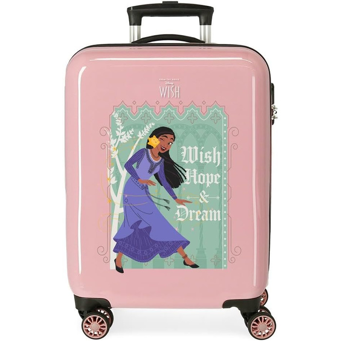 Дитяча валіза Disney Wish Come Happen, рожева, 50x38x20 см, ABS, 34 л, 1,8 кг, 2 колеса, ручна поклажа