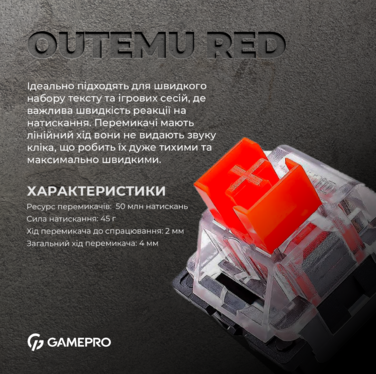 Дротова механічна клавіатура GamePro MK180B (Red) з Hot-Swap RGB Black