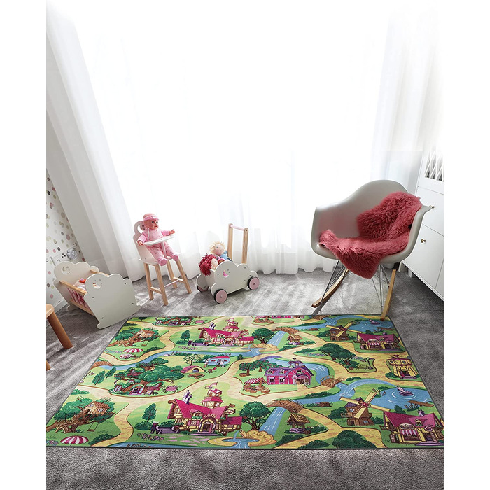 Килимок для ігор Primaflor з дорожнім покриттям-міцний дитячий килимок-високоякісний килимок для дитячої кімнати-Килимок для ігор для хлопчиків і дівчаток-Candy Town - 140x200 см (95x200 см)