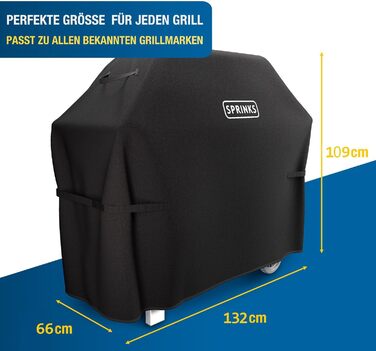 Чохол для гриля WEATHERPROOF чохол для гриля Високоякісний чохол для гриля Weber, Napoleon, Enders - EXTRA ручки газового гриля Oxford 600D тканина 147x6122см - Чохол для гриля (132 x 66 x 109 см, чорний)