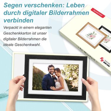 Цифровий рамка для фотографій з дерева, Wi-Fi, 32GB, 10.1 дюйма, IPS сенсорний екран, Frameo APP, подарунок, дуб (чорний дуб)