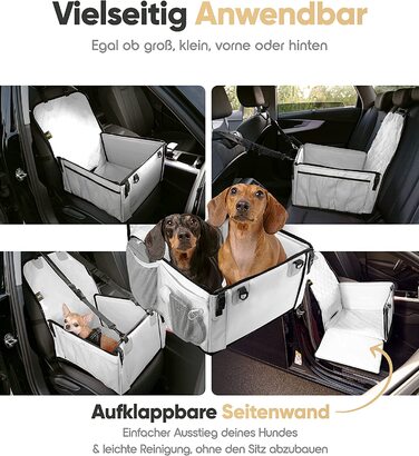 Надміцне автокрісло HELDENWERK для собак-посилені стінки і 5 ременів безпеки-водонепроникне автокрісло для собак на задньому і передньому сидіннях (світло-сірий)