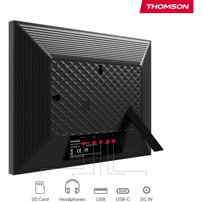 Фоторама Thomson Fotorahmen 10 дюймів: FHD IPS сенсорний екран, 32 GB, Wi-Fi, поворот, iOS/Android (Чорний)