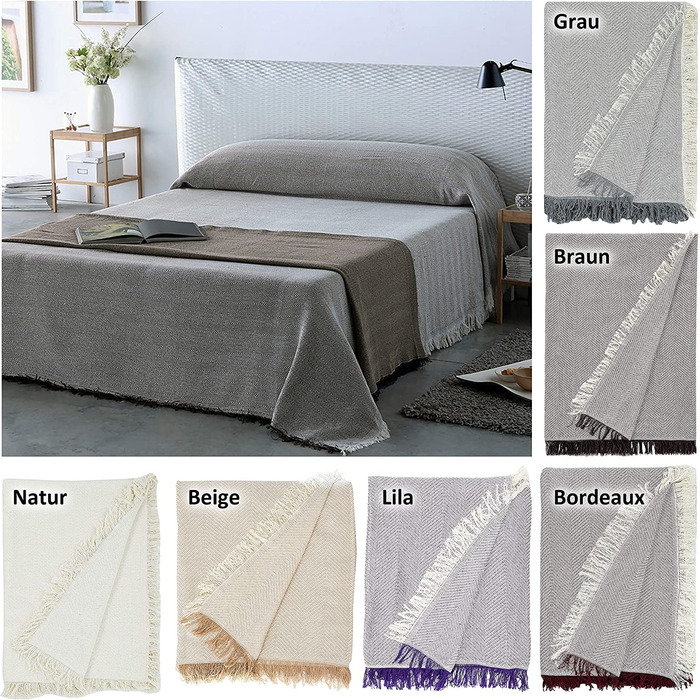 Покривало BEAUTEX - бавовняне ковдру для вітальні, більш зручне, ніж покривало для дивана або дивана - покривало для ліжка - високоякісне покривало для ліжка сірого кольору, 230 х 260 см, 230 х 260 см, сіре
