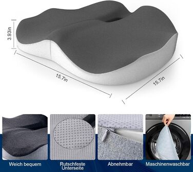 Ортопедична подушка для сидіння ADASSERA: зняття болю, підтримка куприка, покращення кровообігу, ергономічна, для офісу та авто