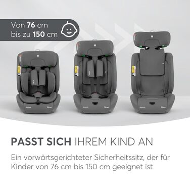 Автокрісло KikkaBoo i-Size i-FLIT 9-36 кг, ISOFIX, група 1/2/3, 15 міс. - 12 років, збоку SPS, Top Tether, регульована підголовник (Світло-сірий)