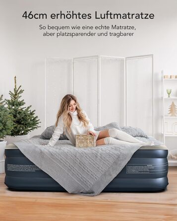 Надувний матрац iDOO самонадувний, 2 персони, з електричним насосом, для кемпінгу, 152x203x46 см, 295 кг