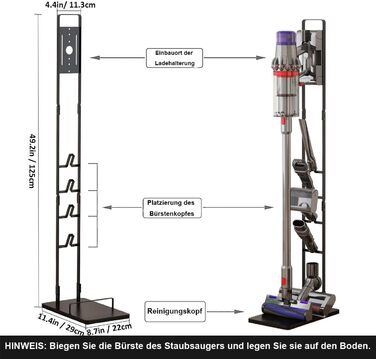 Підставка Foho для Dyson V6-V15, металева скоба, без свердління, рухома, пилосос і зберігання аксесуарів