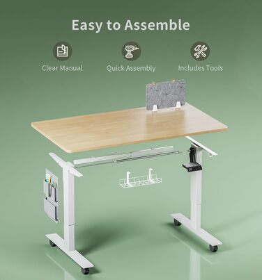 Регульований стіл MAIDeSITe SN1 140x70 см (Дуб + Білий) з електроприводом, пам'яттю та роликами