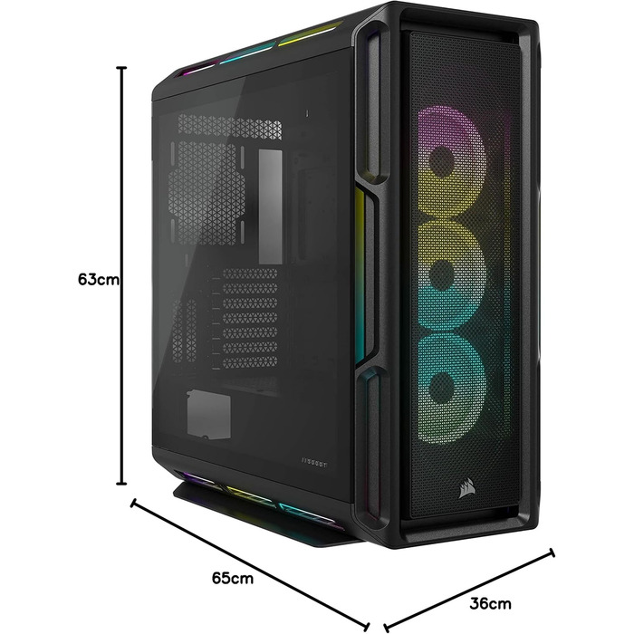Корпус для ПК Corsair iCUE 5000T RGB, середній ATX, 208 адресованих RGB-LED, підтримка кількох 360-мм радіаторів, 3 вентилятори LL120 RGB, контролер COMMANDER CORE XT, чорний