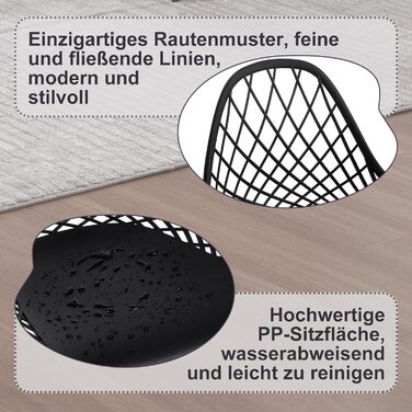 Стільці для їдальні та кухні, сучасний скандинавський дизайн, білий пластиковий стілець з металевими ніжками, набір 4 шт. (K0018EZS-4)