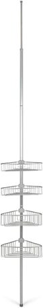 Полиця для душу Kreher телескопічна 138-270 см 4 рівні 26х11х35 см срібляста