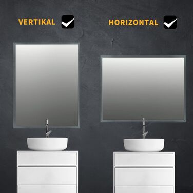 Дзеркало для ванної кімнати Puchika з підсвіткою LED, 50x70 см, регульоване, 3 колірні температури (3000-6400K), IP44, без запотівання, сенсорне керування