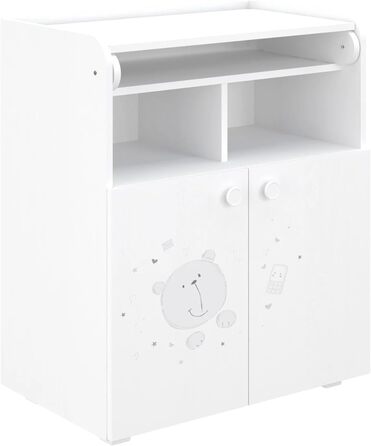 Комод для дитячої кімнати Shefa Wickelkommode 700 Teddy, білий - сучасний комод для немовлят, 47 x 70 x 86 см, білий, ведмедик