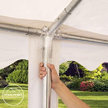 Намет для заходів Festzelt XXL: білий павільйон 5x10 м, висота 2,6 м, матеріал PVC, водонепроникний